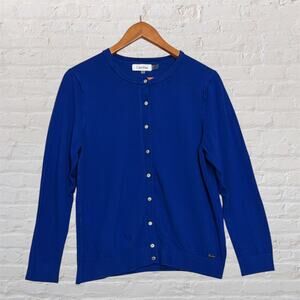 Calvin Klein Blue Button Front Cardigan Women’s XL Lightweight Sweater
